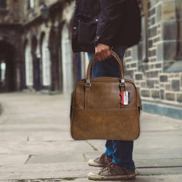 AMERICAN TOURISTER • Vintage Camel Leather Carry-On Bag Luggage Overnight - Picture 10 of 13